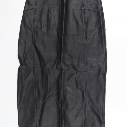 Papaya Women’s Black Knee Length Faux Leather Pencil Skirt Size 8