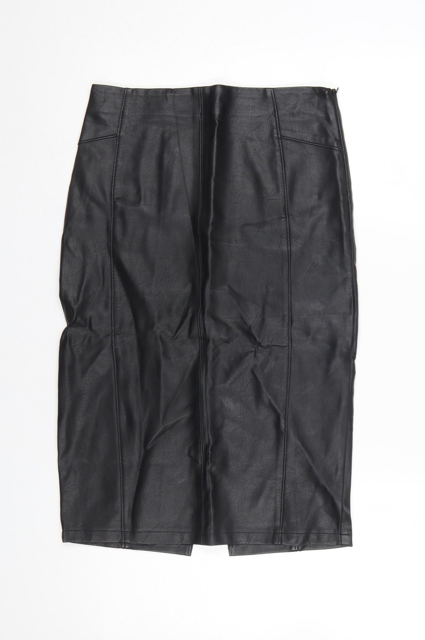 Papaya Women’s Black Knee Length Faux Leather Pencil Skirt Size 8