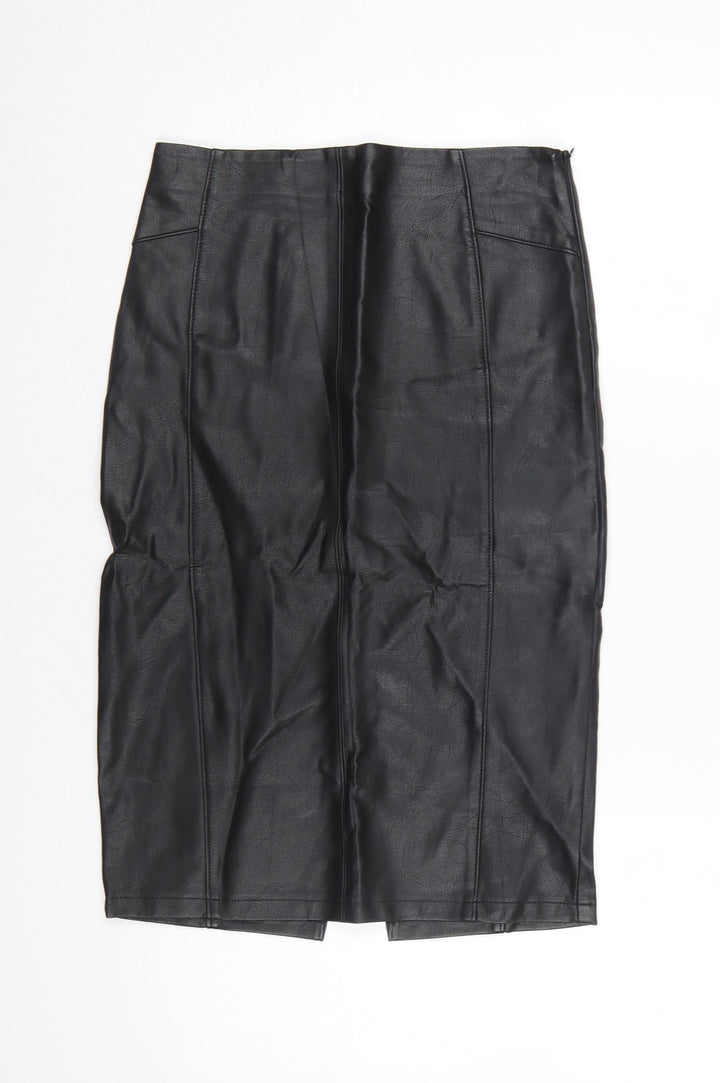 Papaya Women’s Black Knee Length Faux Leather Pencil Skirt Size 8