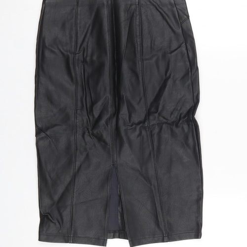 Papaya Women’s Black Knee Length Faux Leather Pencil Skirt Size 8