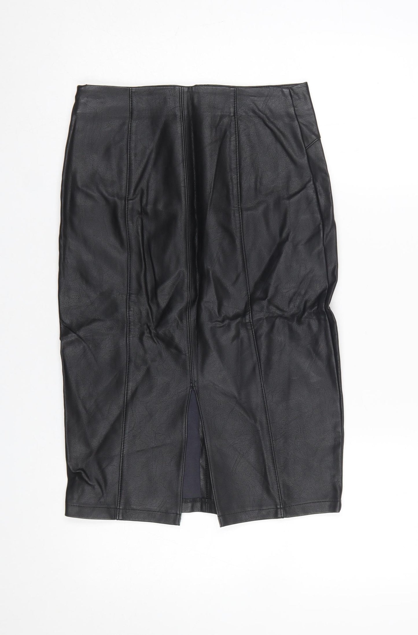 Papaya Women’s Black Knee Length Faux Leather Pencil Skirt Size 8