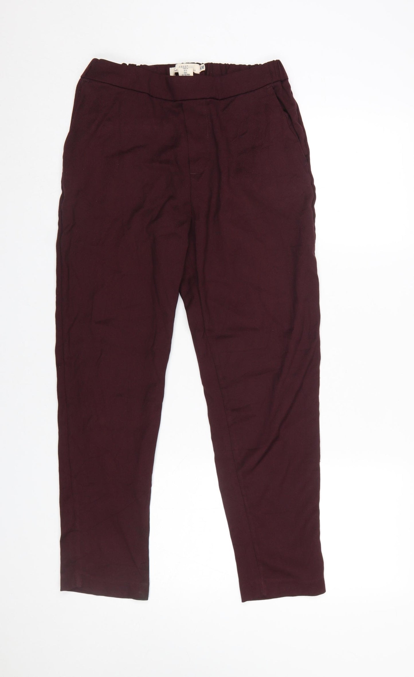 H&M Women’s Brown Tapered Trousers Size 8 L.O.G.G. Elastic Waist