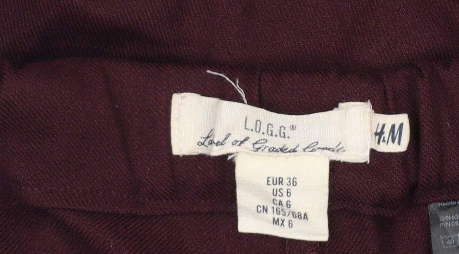 H&M Women’s Brown Tapered Trousers Size 8 L.O.G.G. Elastic Waist