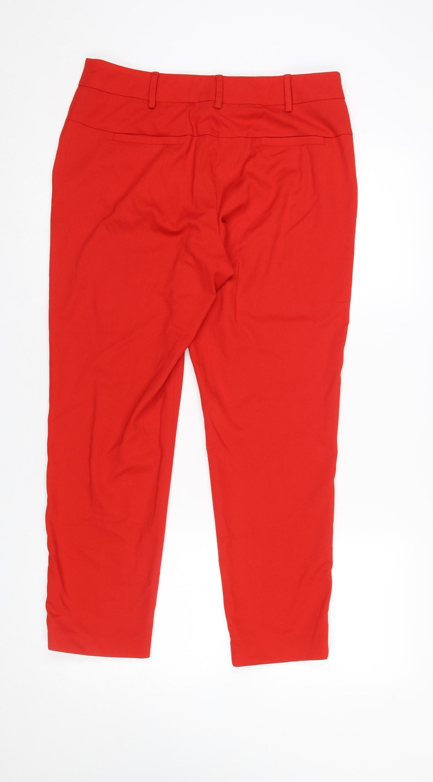 Next Women’s Red Ankle Trousers Size 12 Regular Polyester Blend