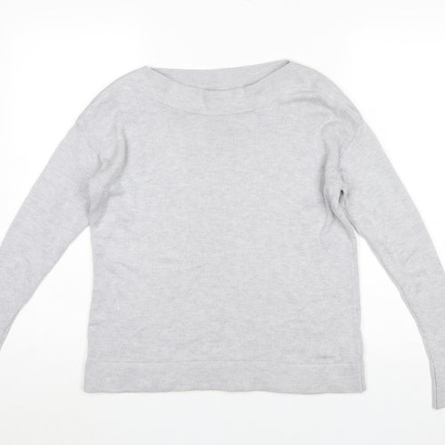 The White Company Women’s Grey Wool Blend Boat Neck Jumper Size 8
