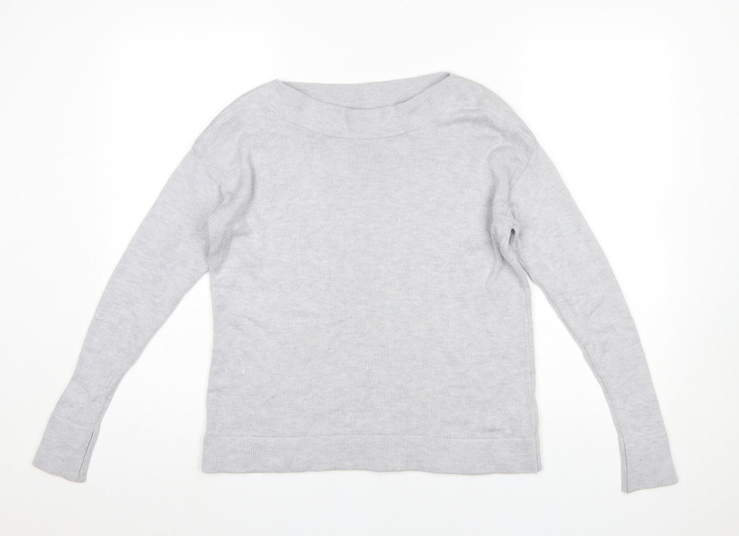 The White Company Women’s Grey Wool Blend Boat Neck Jumper Size 8