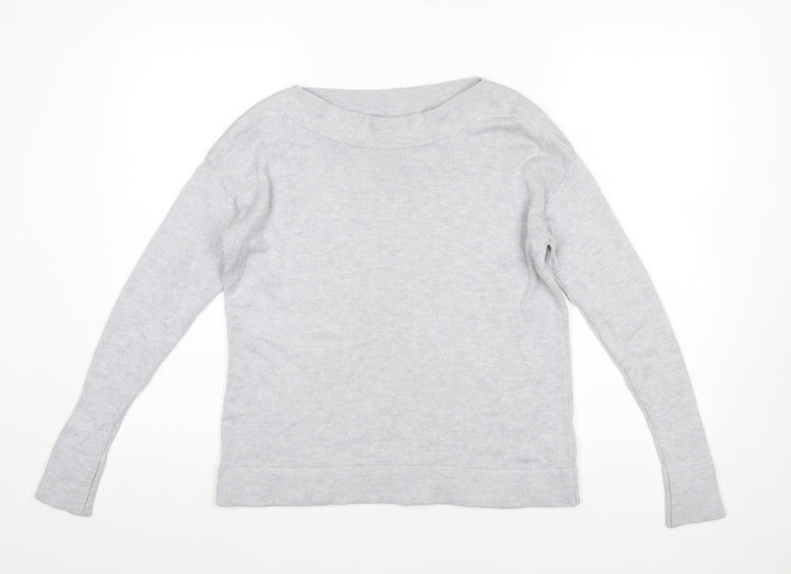 The White Company Women’s Grey Wool Blend Boat Neck Jumper Size 8
