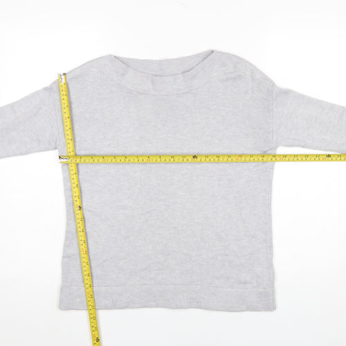 The White Company Women’s Grey Wool Blend Boat Neck Jumper Size 8