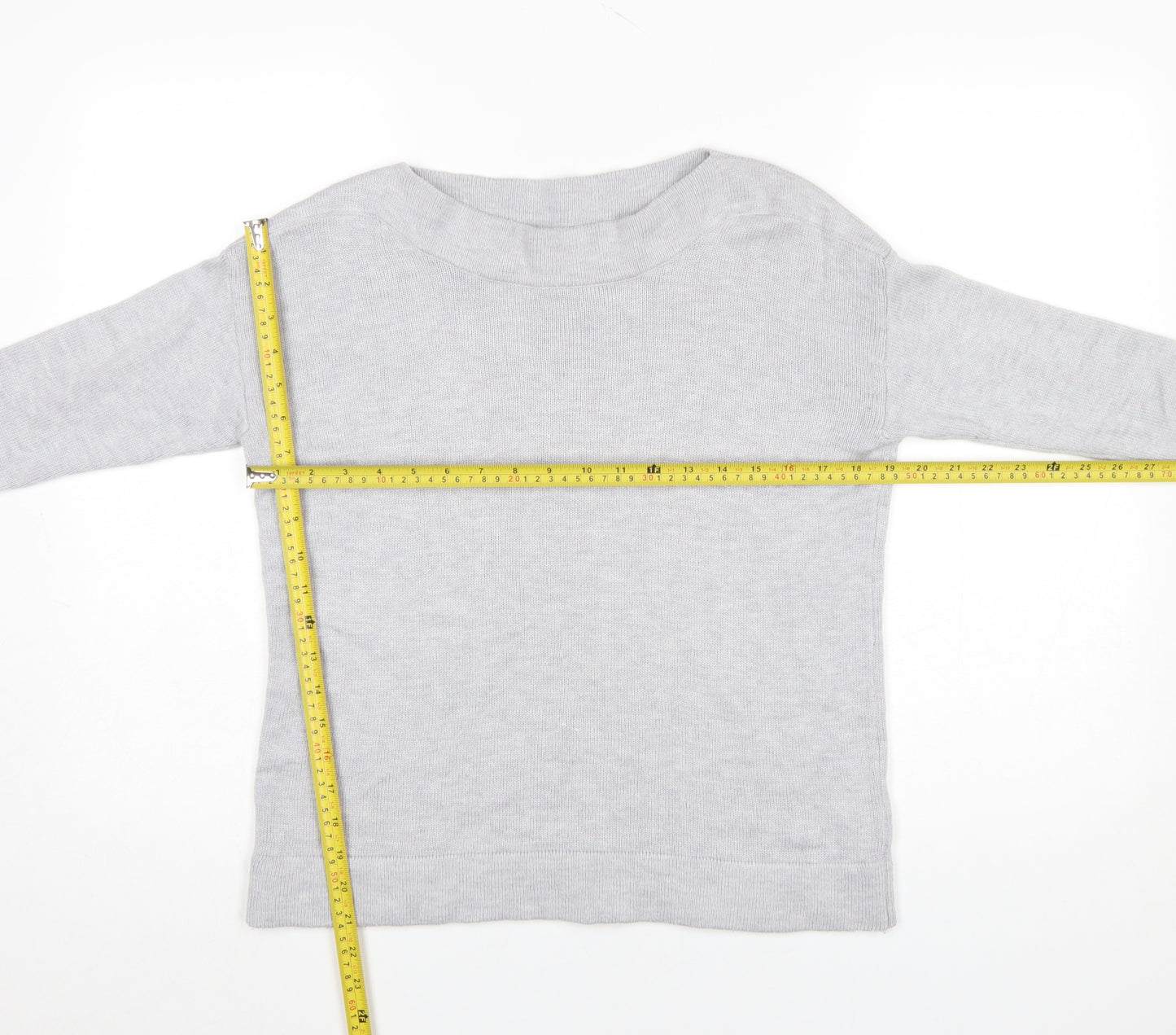 The White Company Women’s Grey Wool Blend Boat Neck Jumper Size 8