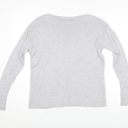 The White Company Women’s Grey Wool Blend Boat Neck Jumper Size 8