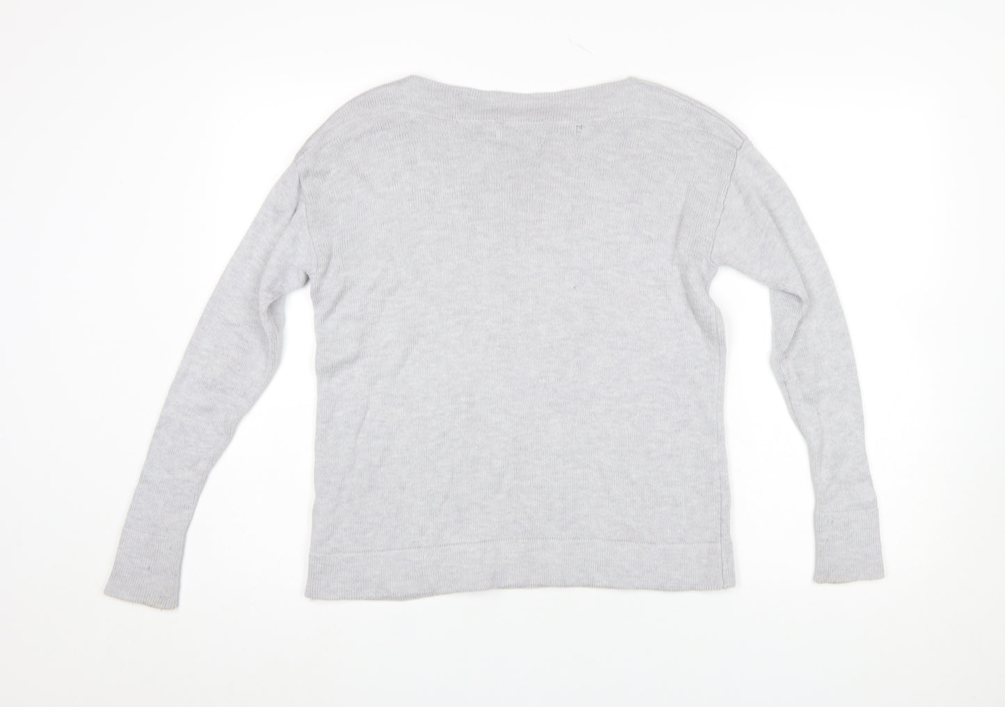 The White Company Women’s Grey Wool Blend Boat Neck Jumper Size 8