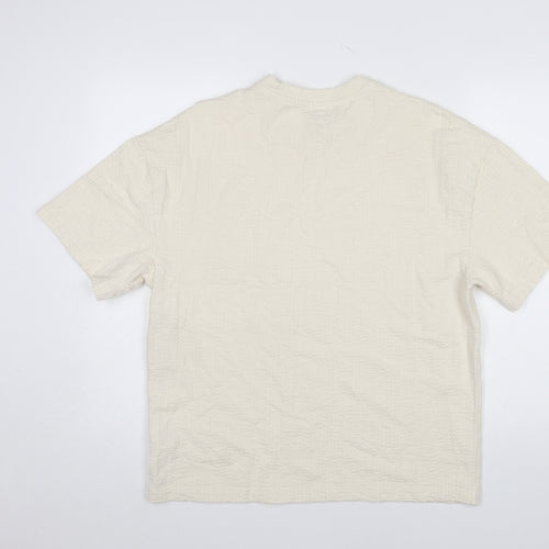 River Island Women Beige Oversized T-Shirt Short Sleeve 100% Cotton