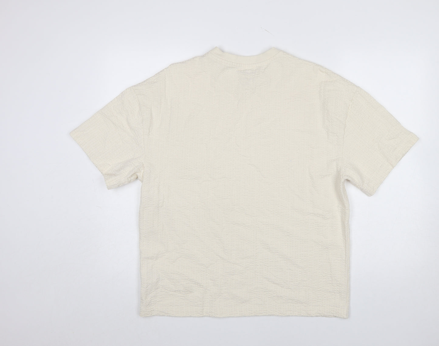 River Island Women Beige Oversized T-Shirt Short Sleeve 100% Cotton