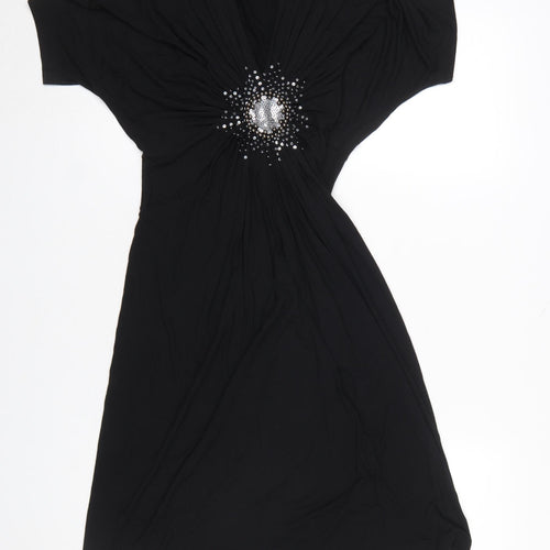 Oui Women Black Sequin Embellished Knee Length Bodycon Dress M
