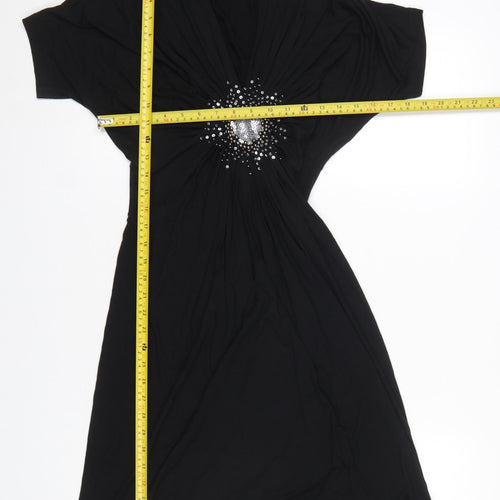 Oui Women Black Sequin Embellished Knee Length Bodycon Dress M