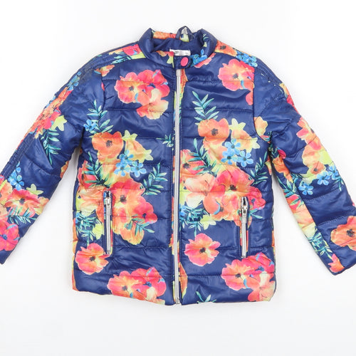 Pepco Girls Multicoloured Floral Puffer Jacket Coat 3-4 Years Polyester