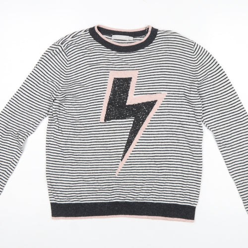 Mintie by Mint Velvet Girls Black Striped Lightning Jumper 11-12 Years