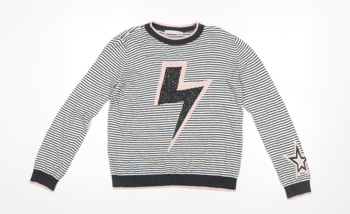 Mintie by Mint Velvet Girls Black Striped Lightning Jumper 11-12 Years