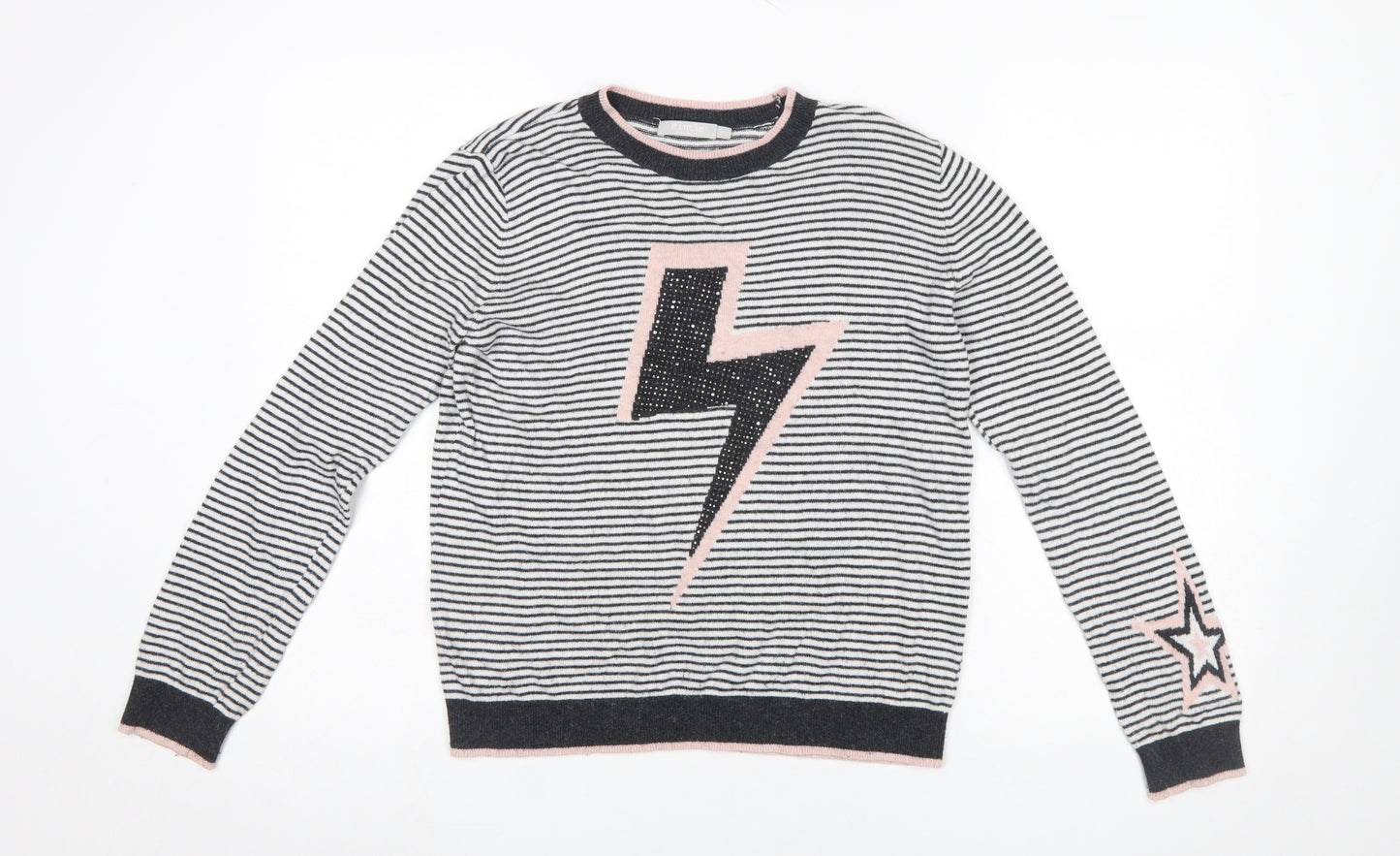 Mintie by Mint Velvet Girls Black Striped Lightning Jumper 11-12 Years