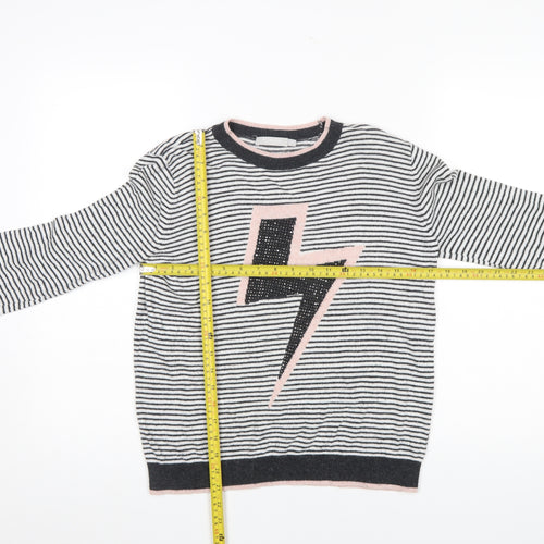 Mintie by Mint Velvet Girls Black Striped Lightning Jumper 11-12 Years