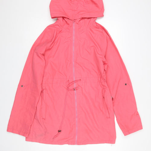 Pack a Parka Women's Pink Lightweight Hooded Mid-Length Parka Jacket Size M