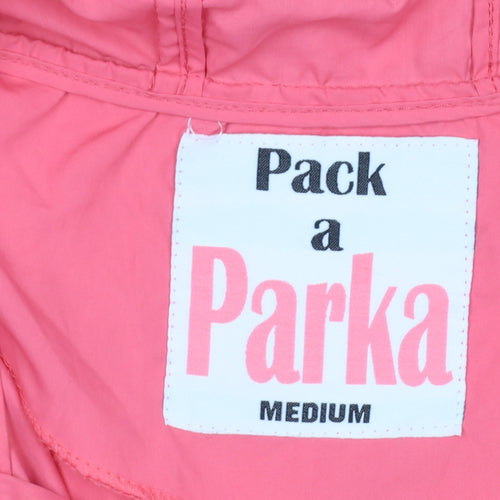 Pack a Parka Women's Pink Lightweight Hooded Mid-Length Parka Jacket Size M