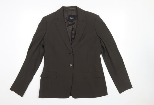 Kew Women Brown Wool Blend Two-Button Blazer Size 14 Classic Fit