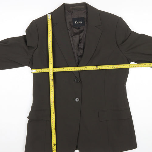 Kew Women Brown Wool Blend Two-Button Blazer Size 14 Classic Fit