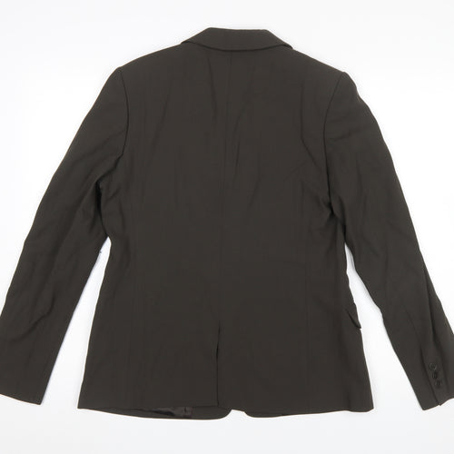 Kew Women Brown Wool Blend Two-Button Blazer Size 14 Classic Fit