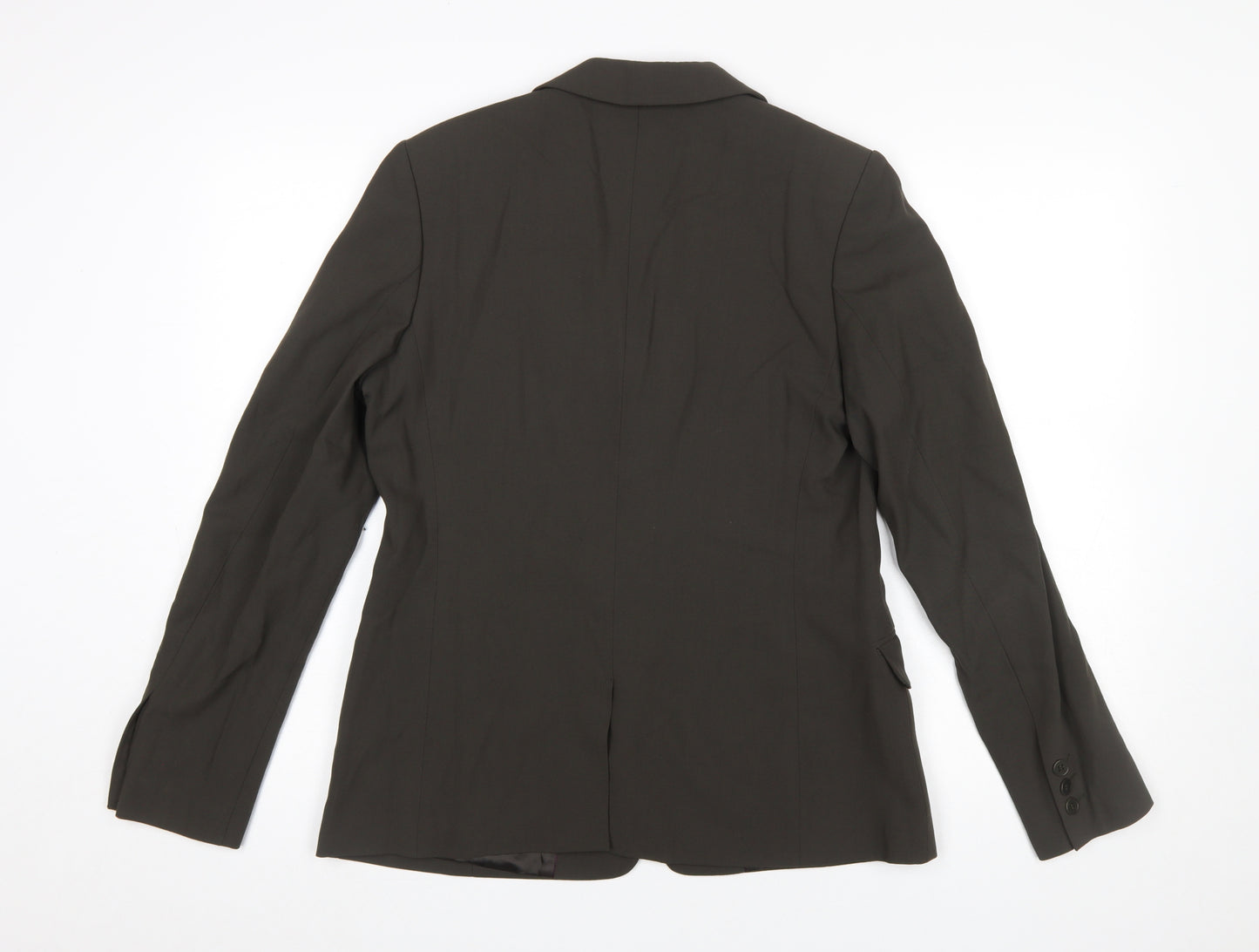 Kew Women Brown Wool Blend Two-Button Blazer Size 14 Classic Fit