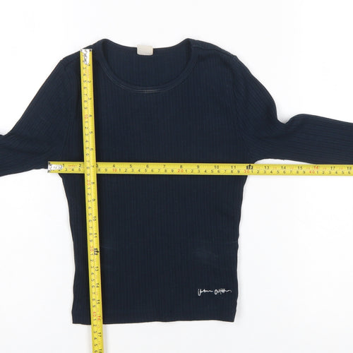 Urban Outfitters Womens Black Ribbed Cropped Long Sleeve Top XS