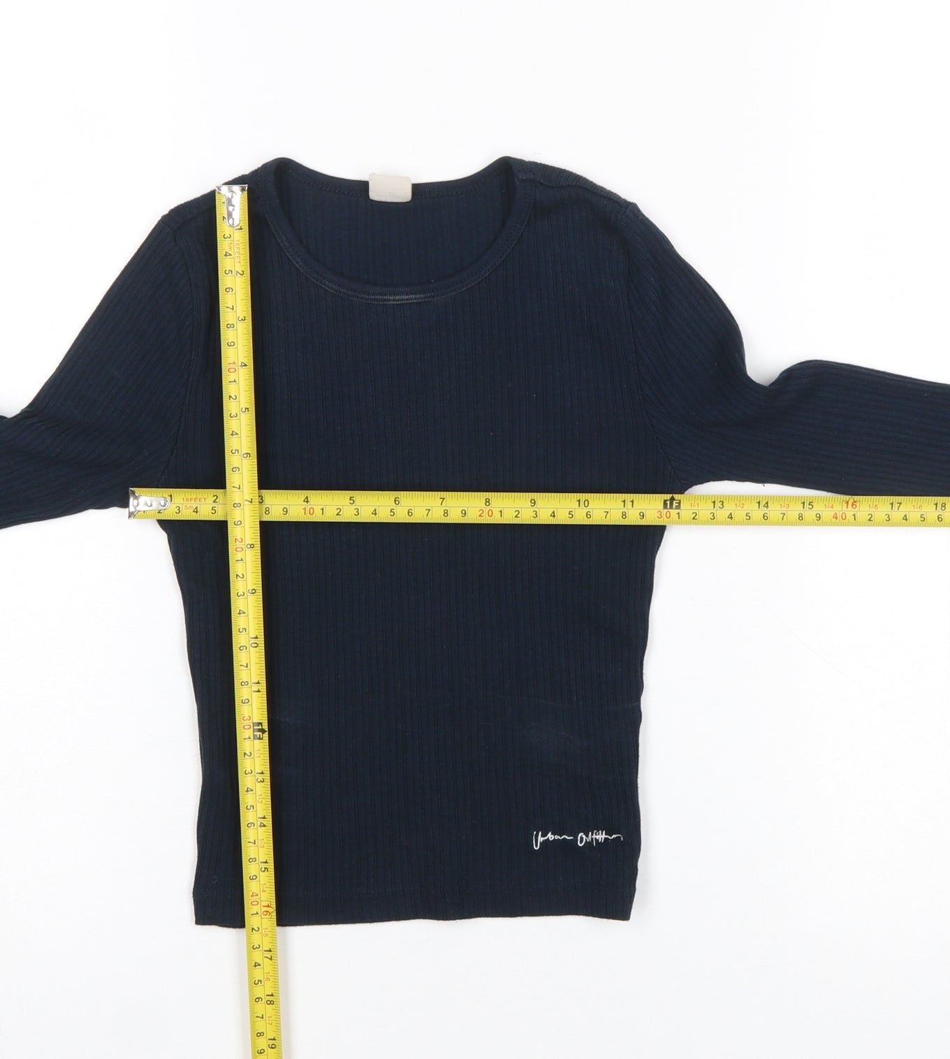 Urban Outfitters Womens Black Ribbed Cropped Long Sleeve Top XS