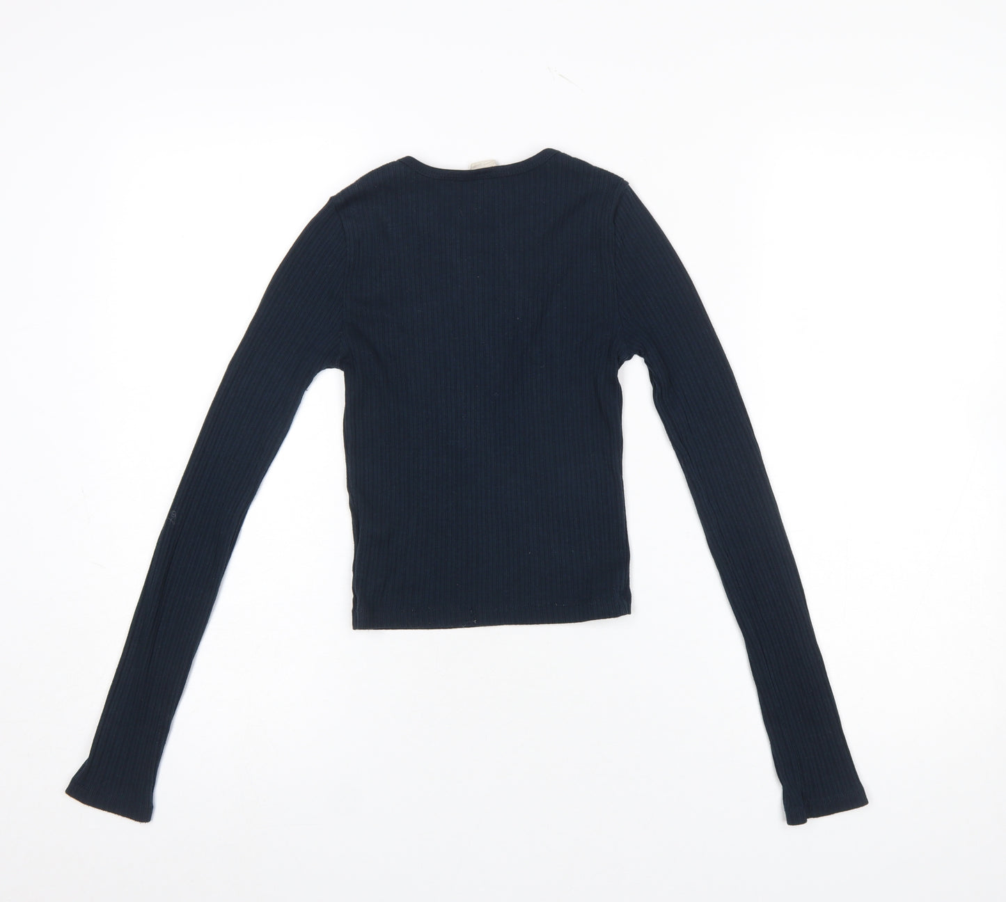 Urban Outfitters Womens Black Ribbed Cropped Long Sleeve Top XS