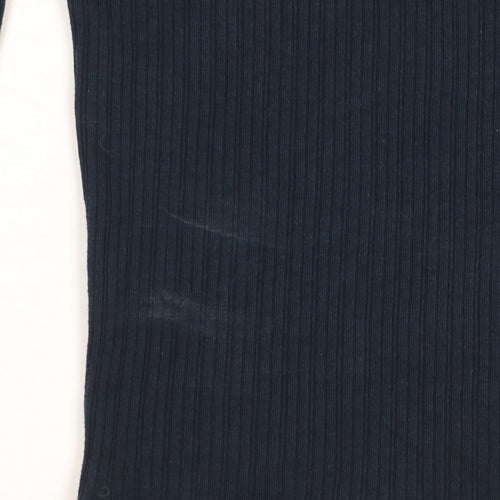 Urban Outfitters Womens Black Ribbed Cropped Long Sleeve Top XS