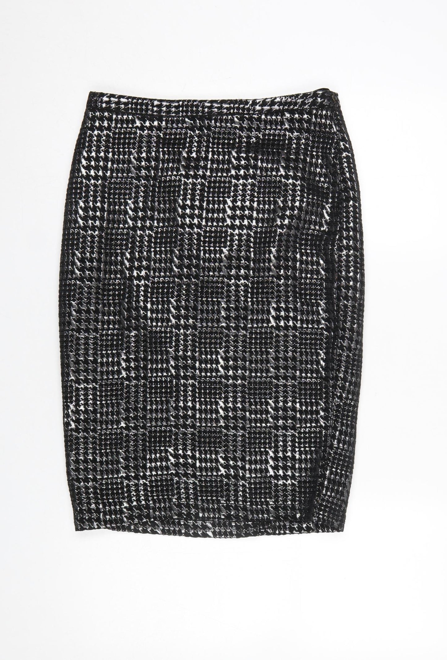 M&Co. Women's Silver Check Pencil Skirt Size 10 Knee Length