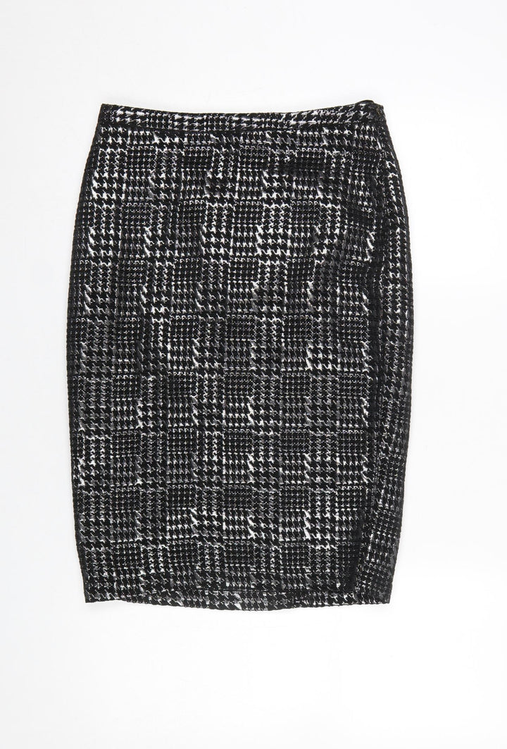 M&Co. Women's Silver Check Pencil Skirt Size 10 Knee Length