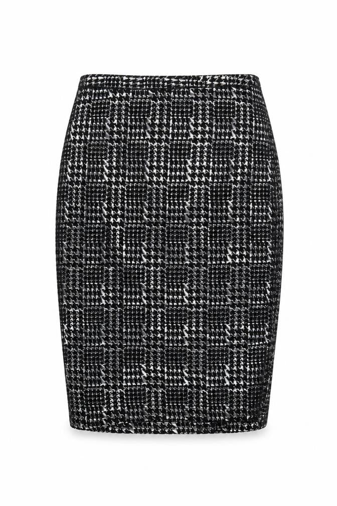 M&Co Women's Silver Check Pencil Skirt Size 10 Knee Length