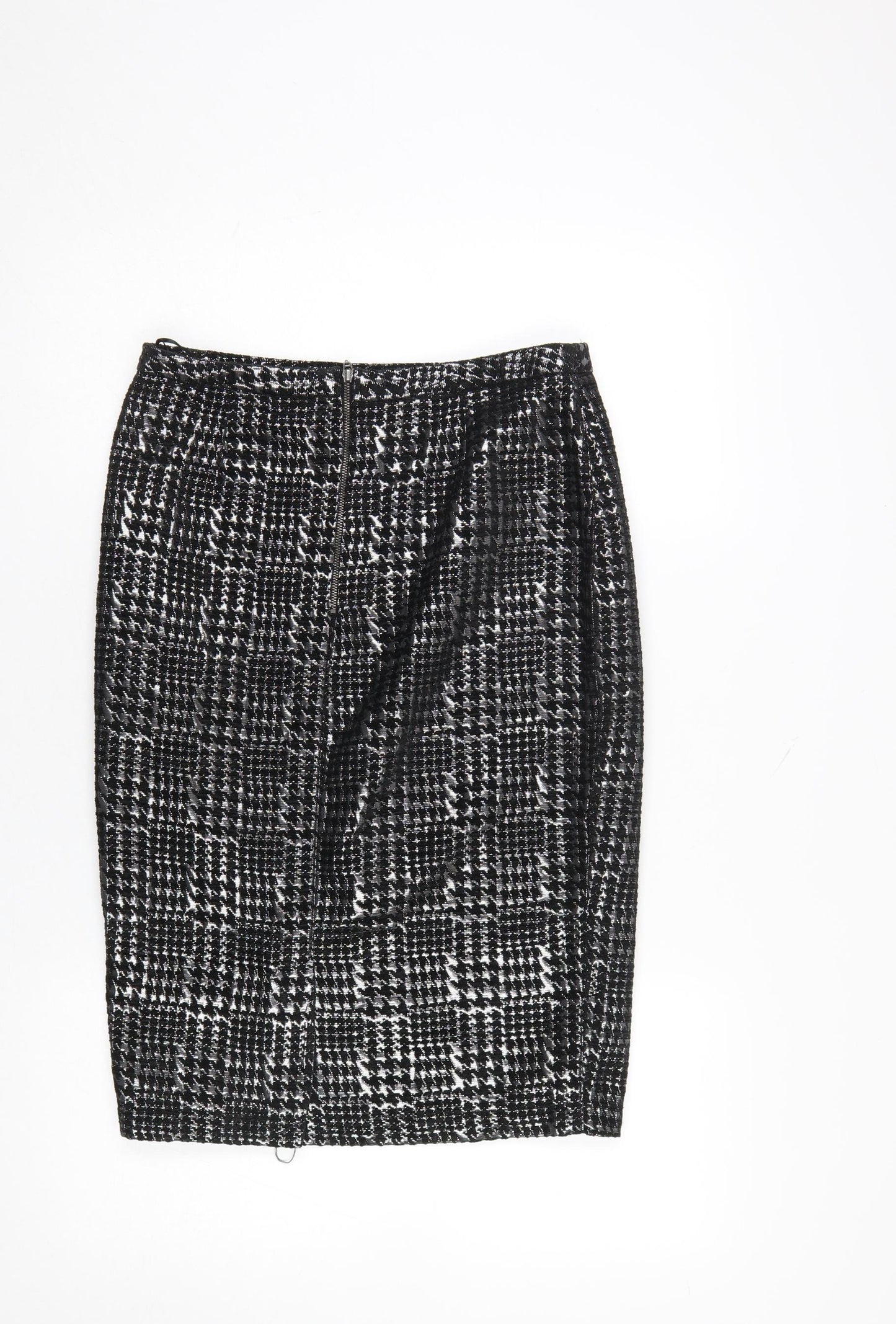 M&Co. Women's Silver Check Pencil Skirt Size 10 Knee Length