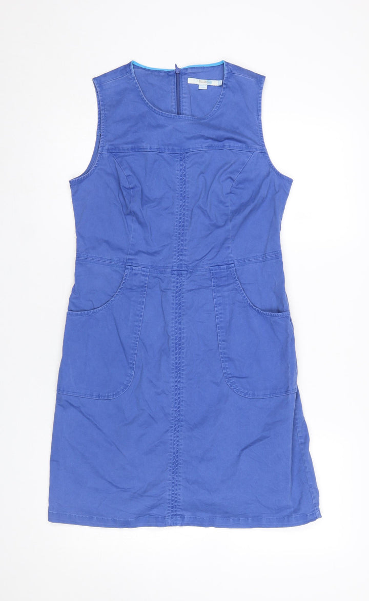 Boden Women’s Blue Cotton Shift Dress Size 10 Sleeveless Workwear Style