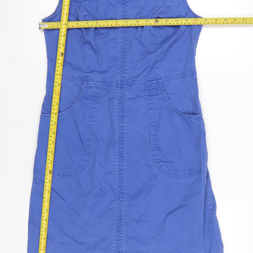 Boden Women’s Blue Cotton Shift Dress Size 10 Sleeveless Workwear Style