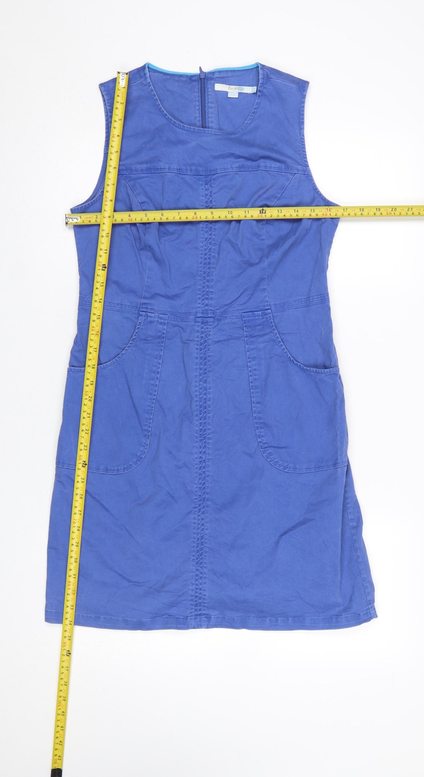 Boden Women’s Blue Cotton Shift Dress Size 10 Sleeveless Workwear Style