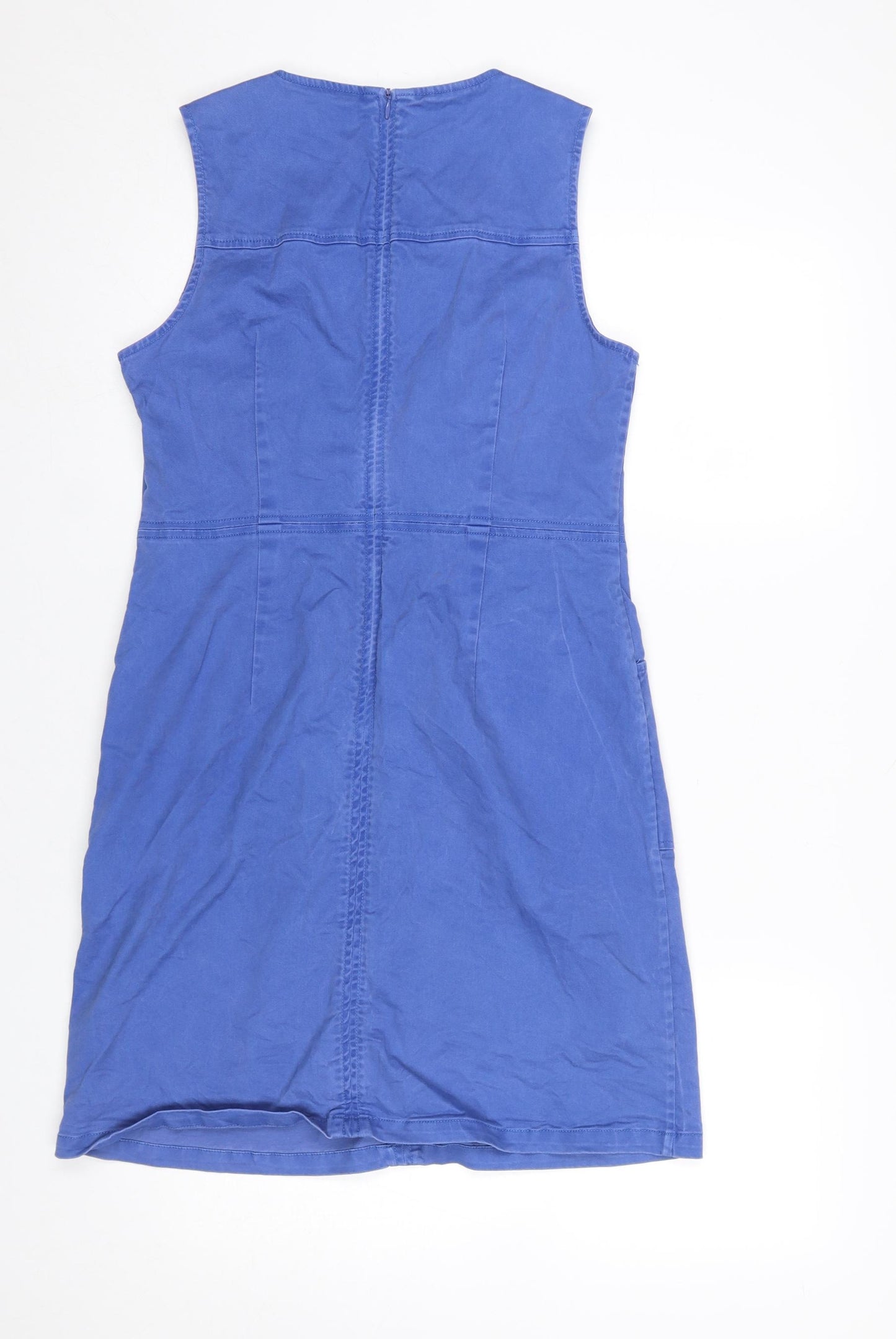 Boden Women’s Blue Cotton Shift Dress Size 10 Sleeveless Workwear Style
