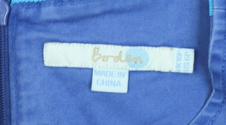 Boden Women’s Blue Cotton Shift Dress Size 10 Sleeveless Workwear Style