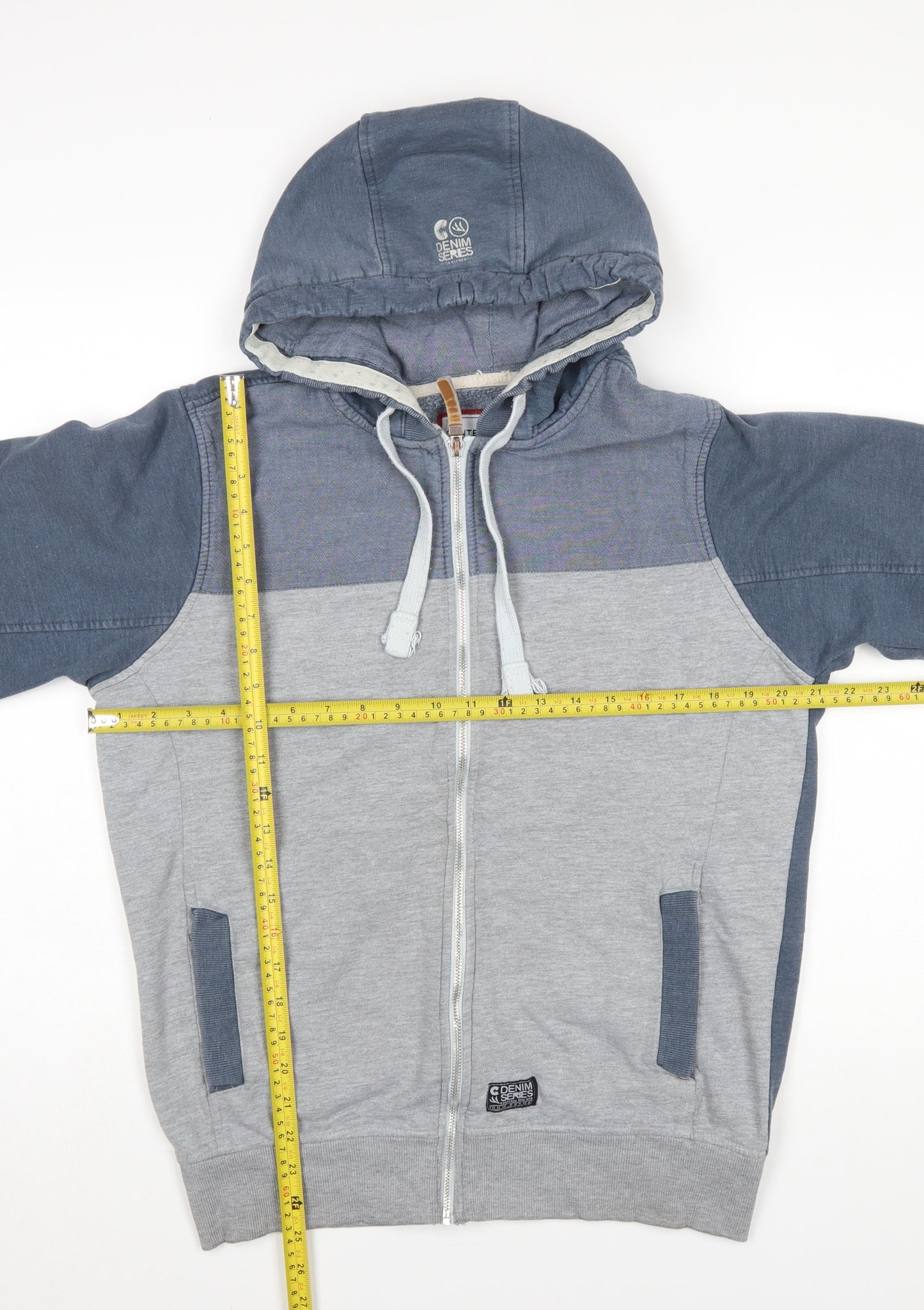 Centered Mens Grey Full Zip Hoodie Size M Casual Fleece Jacket