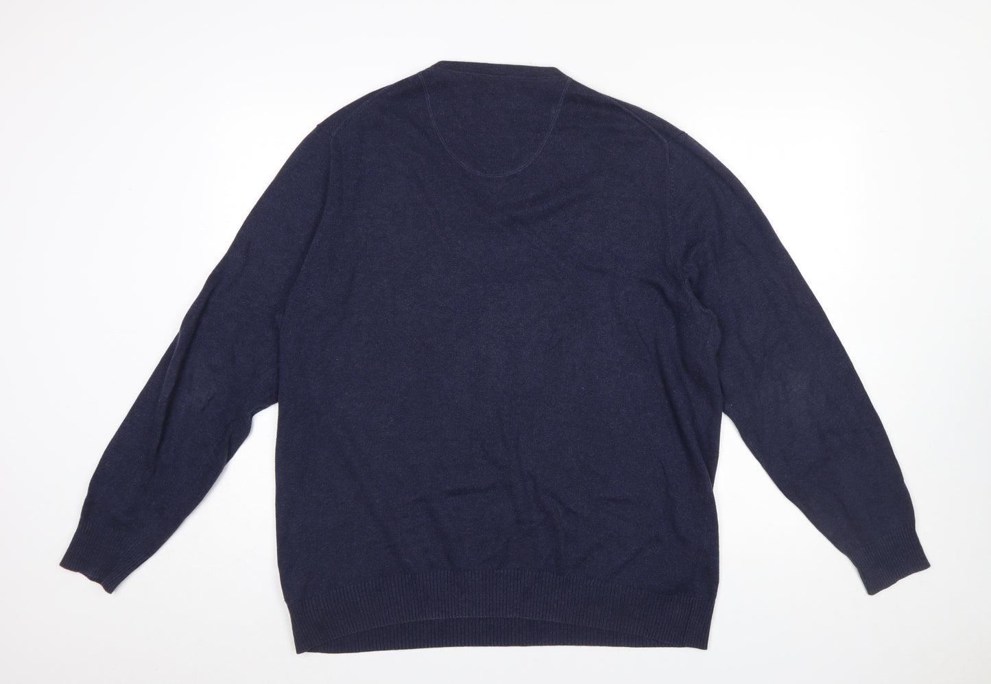 Racing Green Mens Blue Cotton V-Neck Jumper XL Classic Knit