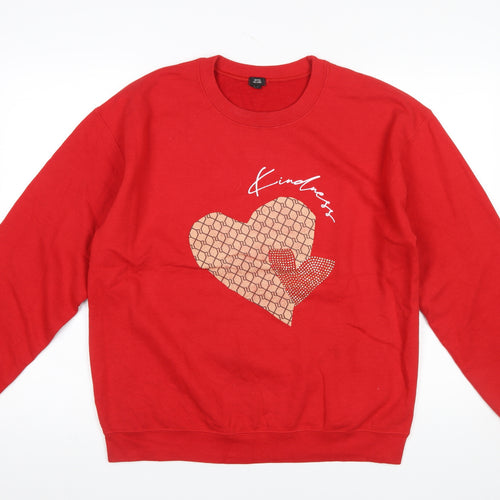 River Island Womens Red Kindness Heart Crew Neck Sweatshirt Size S
