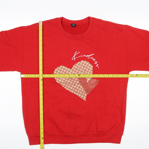 River Island Womens Red Kindness Heart Crew Neck Sweatshirt Size S