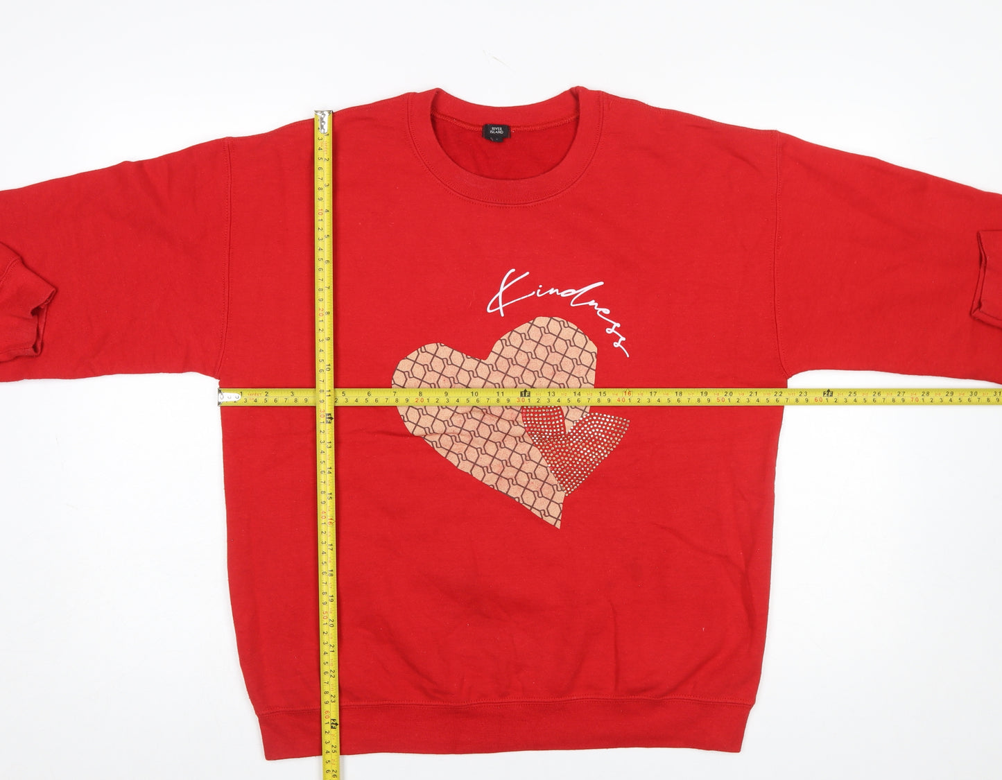River Island Womens Red Kindness Heart Crew Neck Sweatshirt Size S
