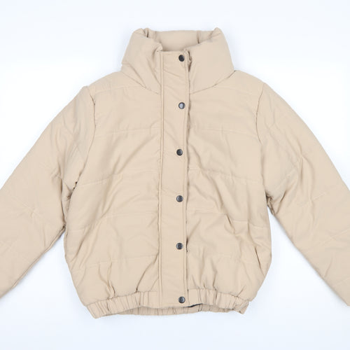 Boohoo Women Beige Size 12 Puffer Short Winter Jacket