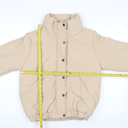 Boohoo Women Beige Size 12 Puffer Short Winter Jacket